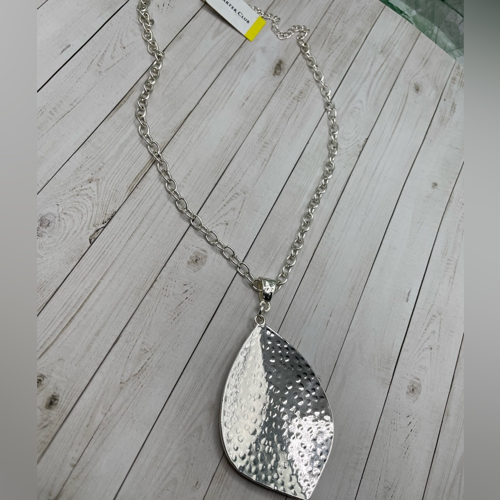 NWT Charter Club Silvertone Statement Necklace w Large Pendant